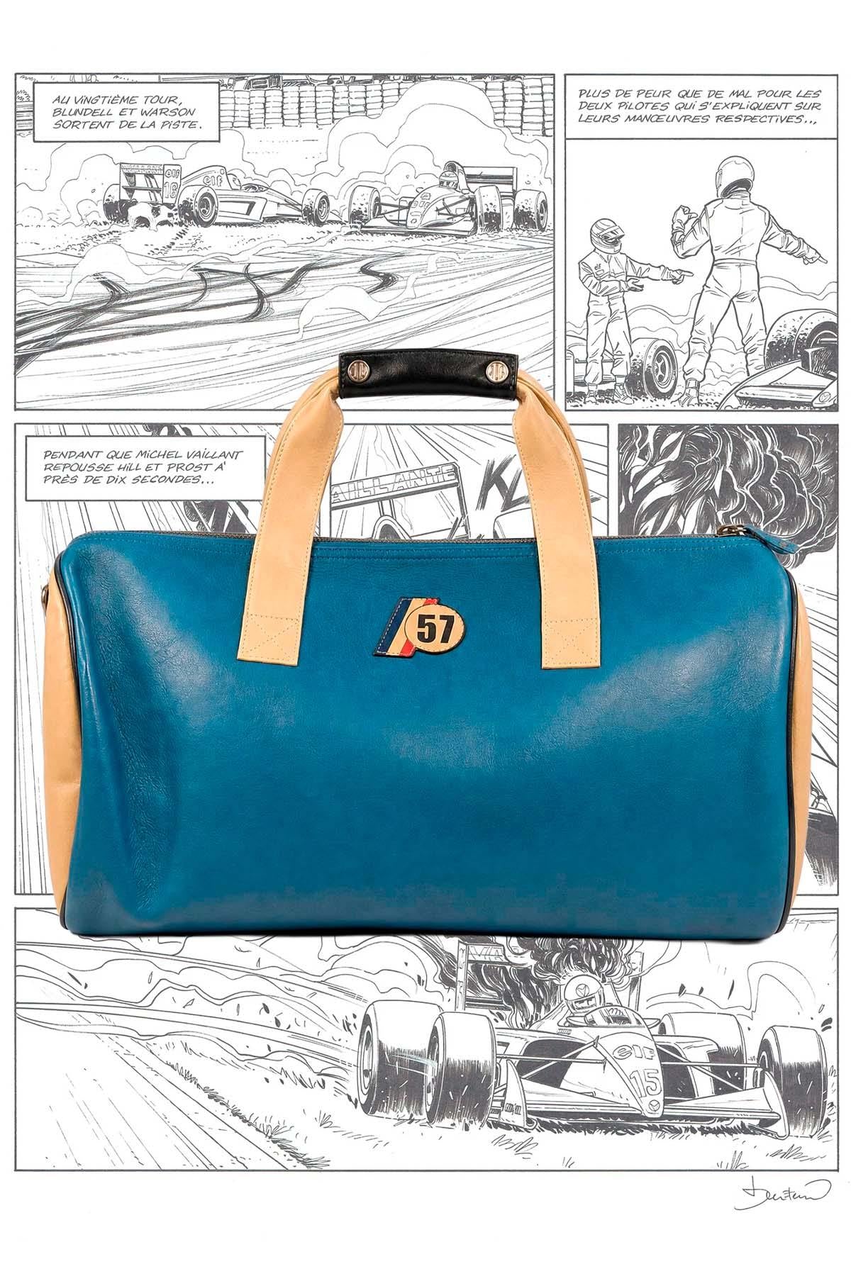 Royal blue vintage-look leather 48-hour bag - Image n°2