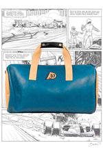 Royal blue vintage-look leather 48-hour bag - Image n°2