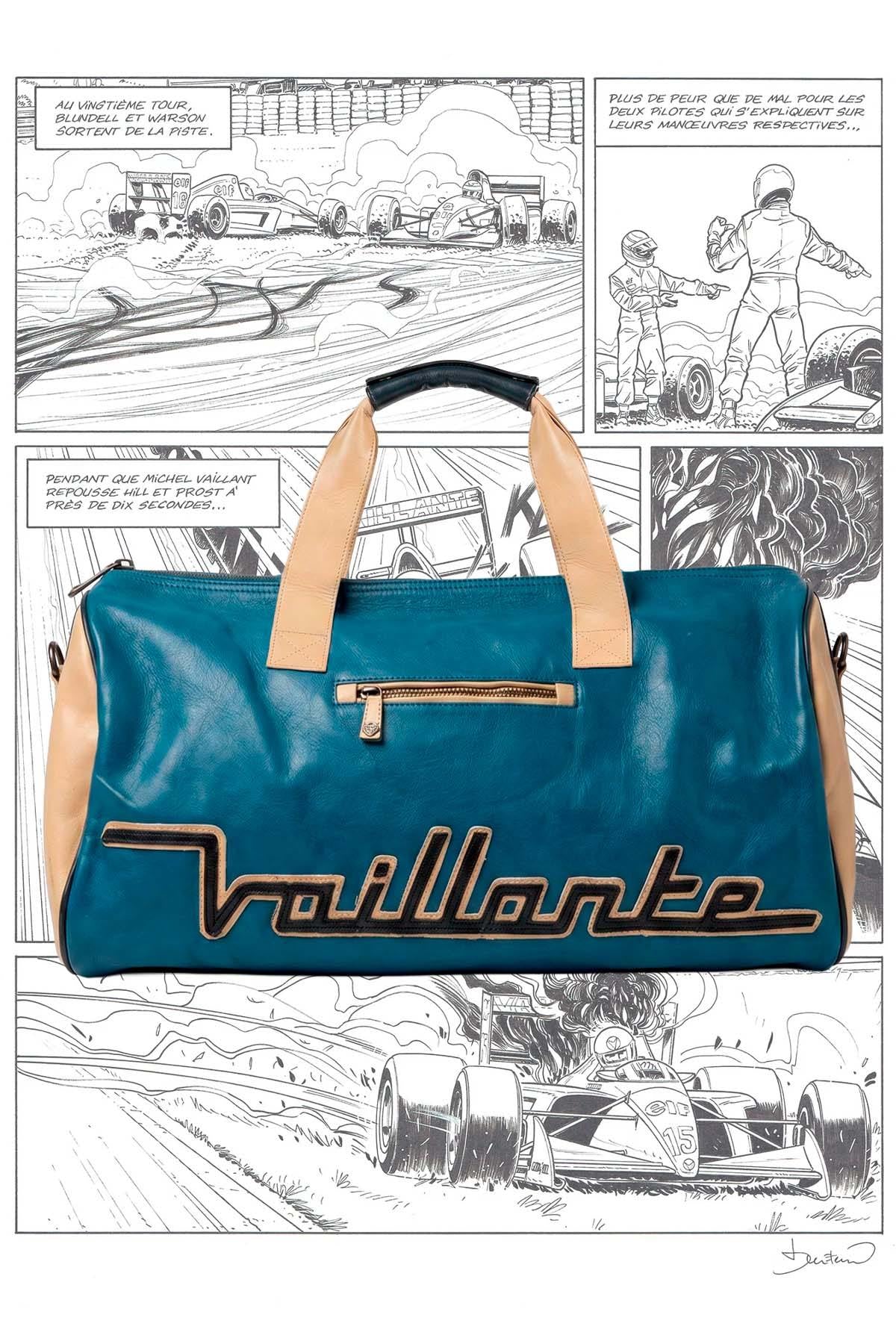 Royal blue vintage-look leather 48-hour bag - Image n°1