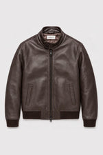 Brown leather jacket with a quilted lining - Image n°2
