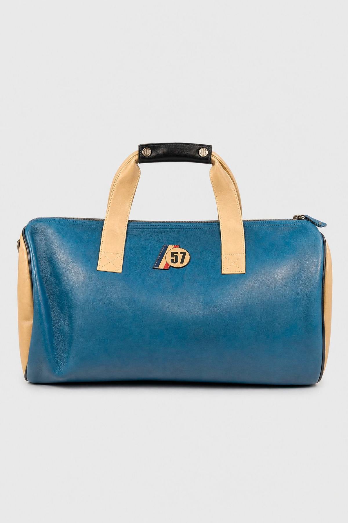 Royal blue vintage-look leather 48-hour bag - Image n°2