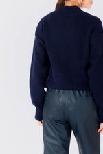 Women's blue leather trousers with an elasticated waist - Image n°4