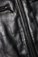 Buco J-100R leather jacket - black Napa, clean café racer lines - Image n°8