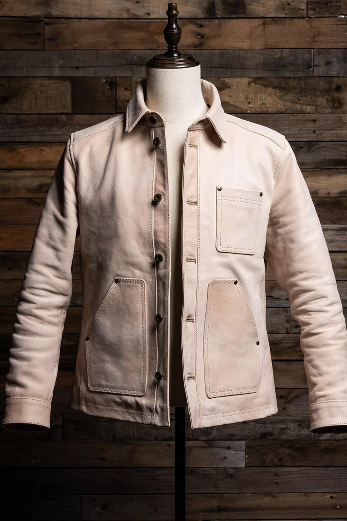 Master jacket in a faded beige-cognac finish - Image n°4