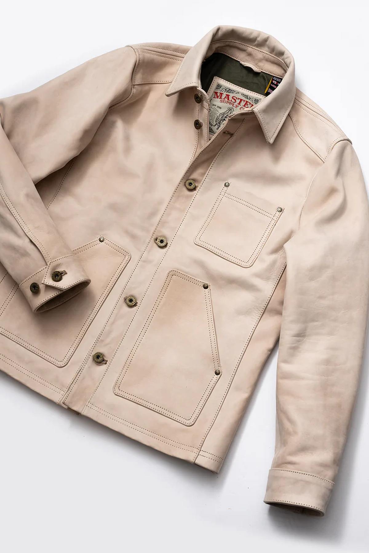 Master jacket in a faded beige-cognac finish - Image n°6