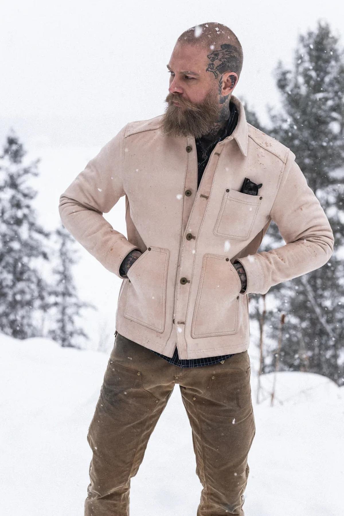 Master jacket in a faded beige-cognac finish - Image n°13