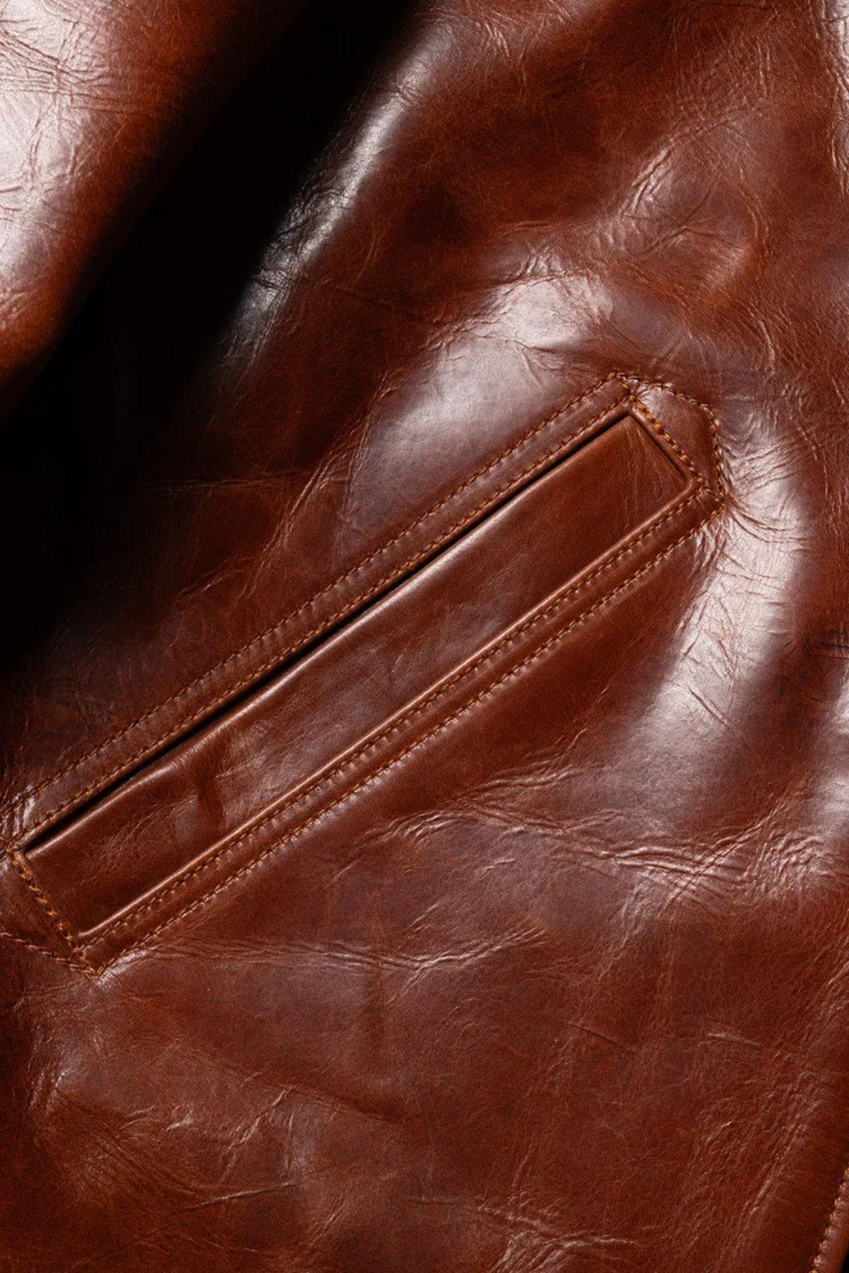 Cowhide leather jacket with a shirt collar - Image n°7