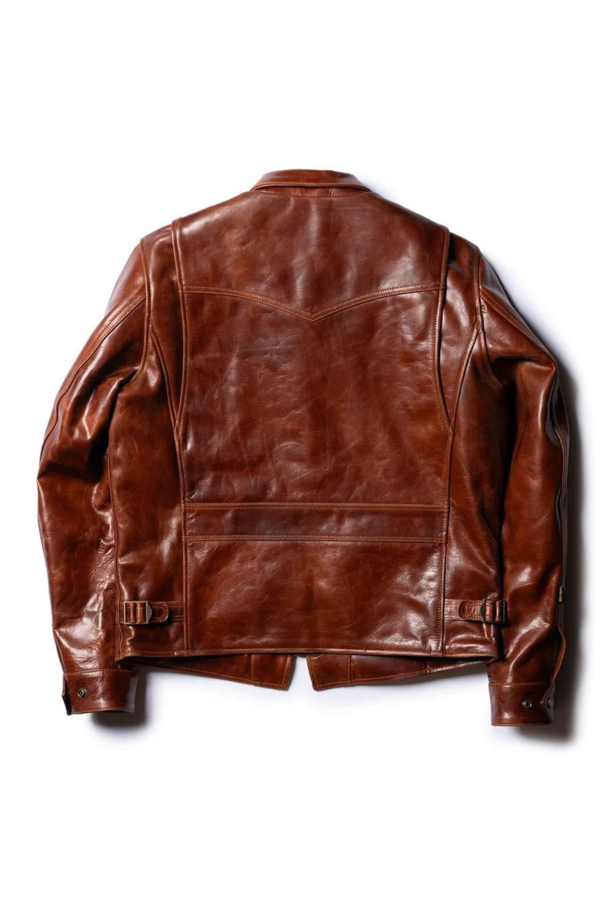 Cowhide leather jacket with a shirt collar - Image n°13