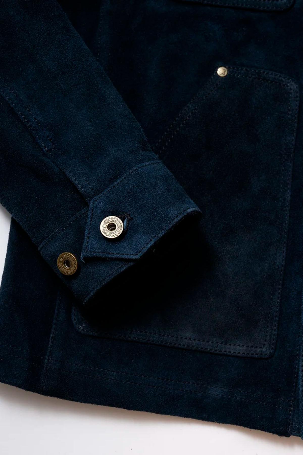 Navy blue suede work jacket - Image n°12