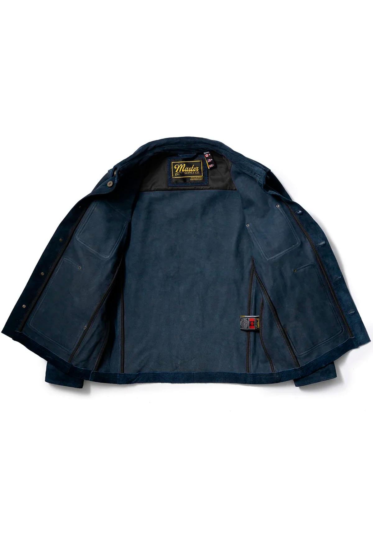 Navy blue suede work jacket - Image n°6