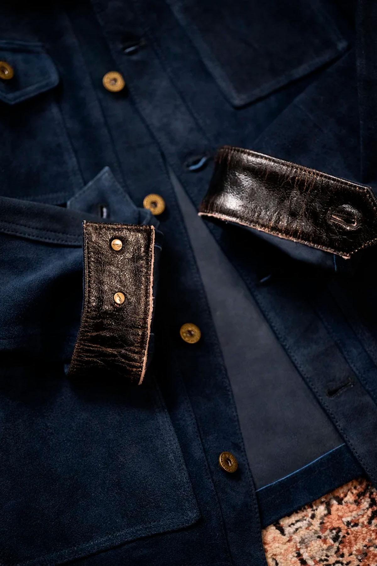 Navy blue suede work jacket - Image n°13