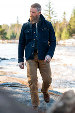 Navy blue suede work jacket - Image n°2