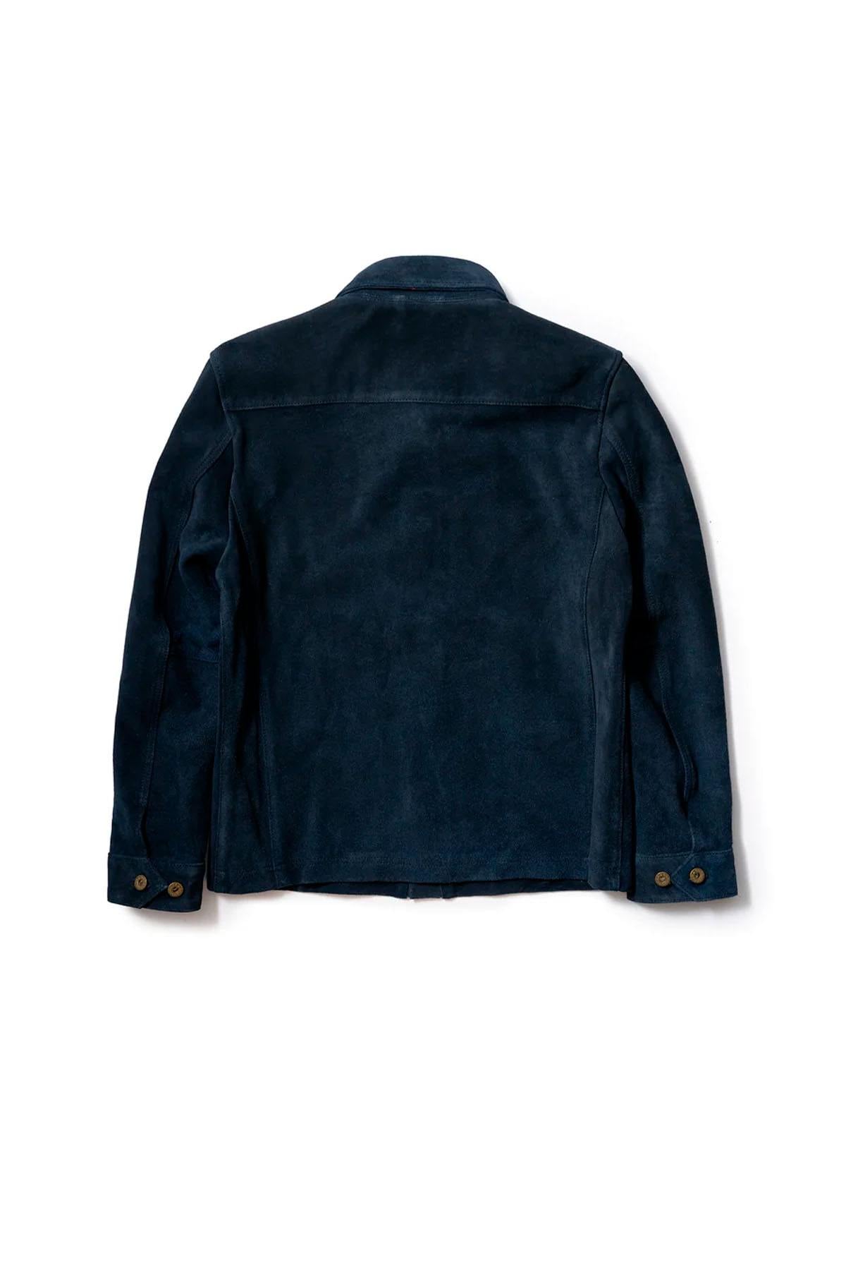 Navy blue suede work jacket - Image n°7