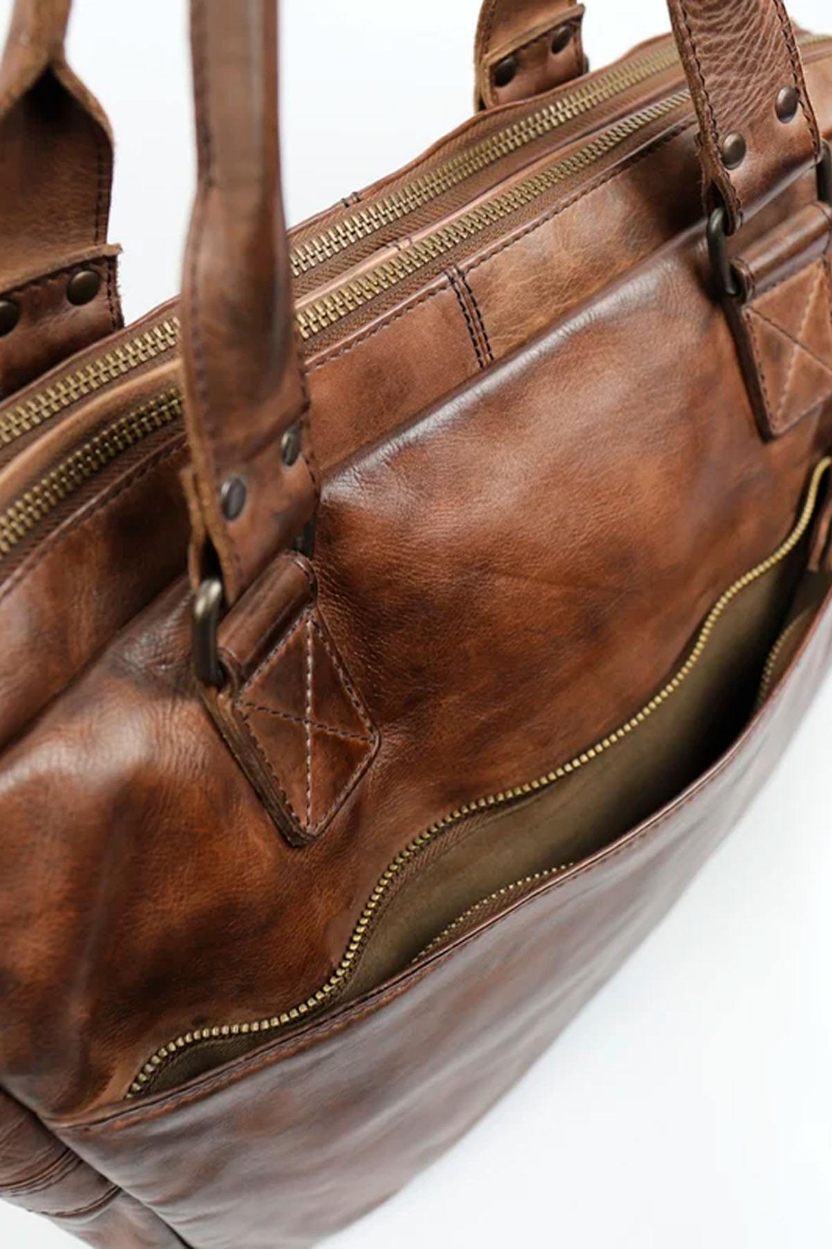 Brown leather laptop bag - Image n°6