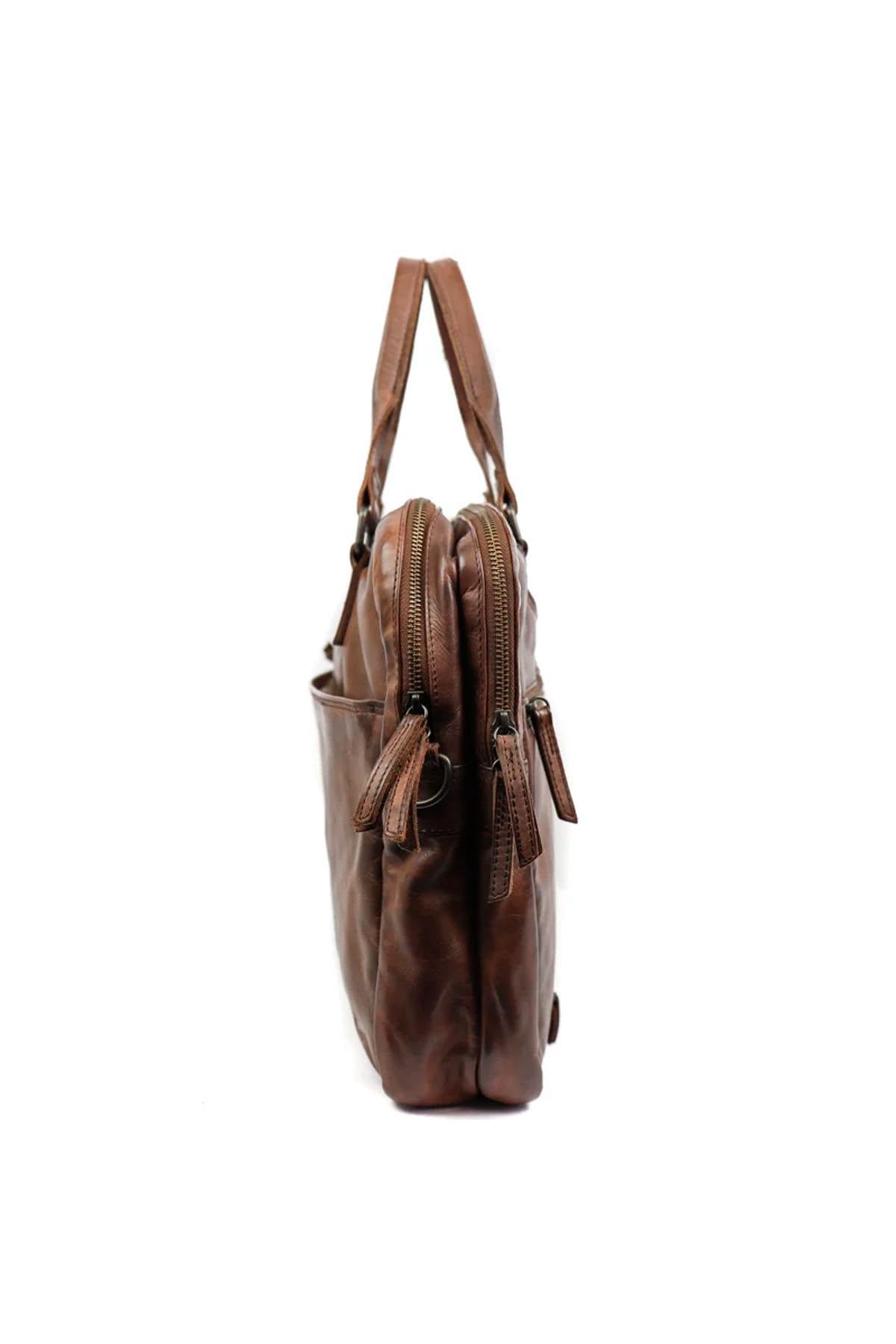 Brown leather laptop bag - Image n°3