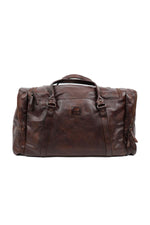 Spacious brown leather travel bag - Image n°2