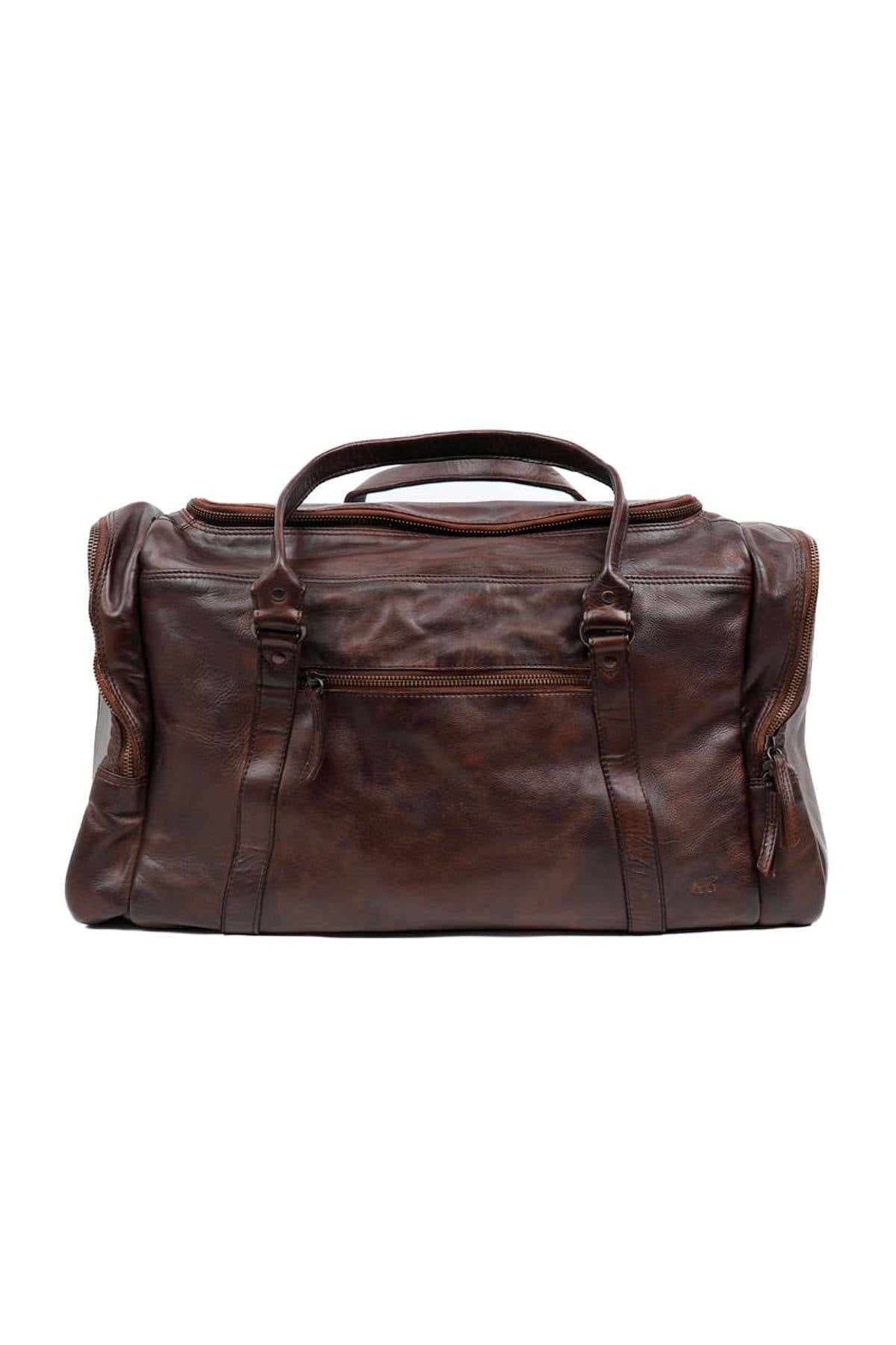Spacious brown leather travel bag - Image n°1