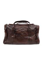 Spacious brown leather travel bag - Image n°1