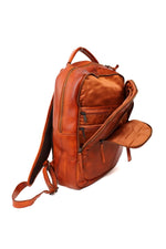 Practical cognac leather backpack - Image n°4