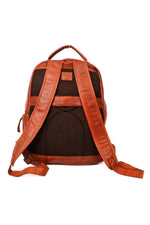 Practical cognac leather backpack - Image n°3