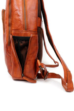 Practical cognac leather backpack - Image n°5