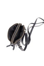 Black leather bag with embossed logo - Image n°5