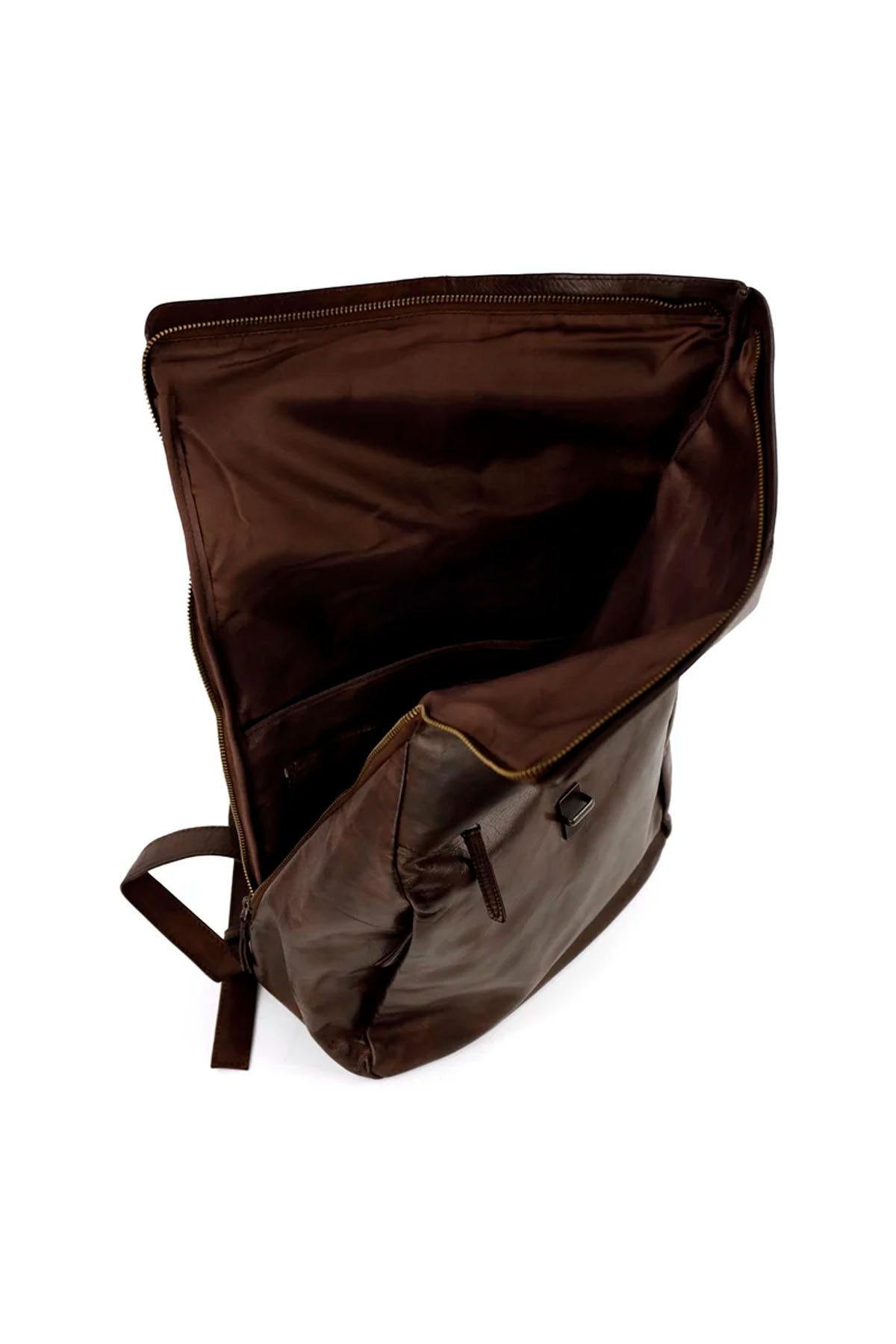 Vintage brown leather backpack - Image n°5