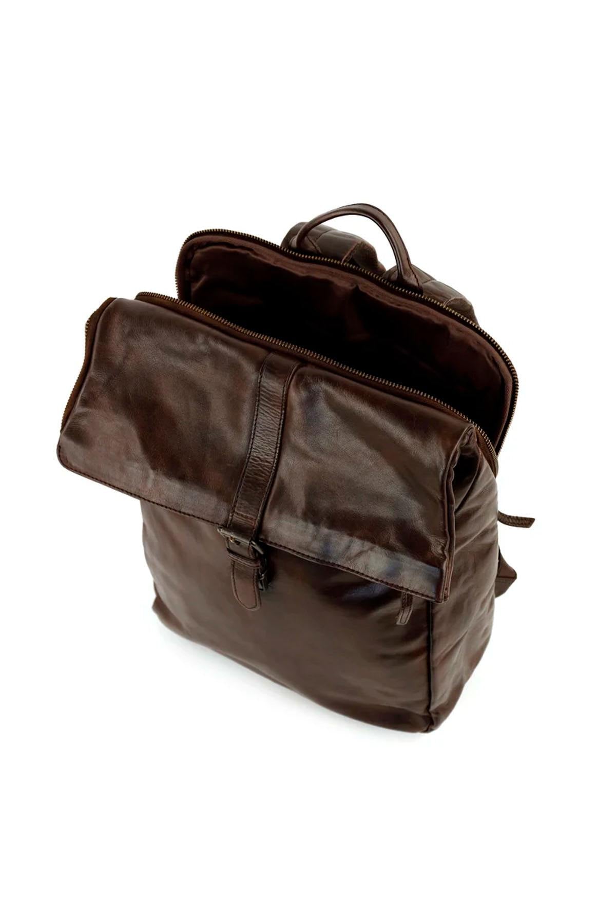 Vintage brown leather backpack - Image n°4