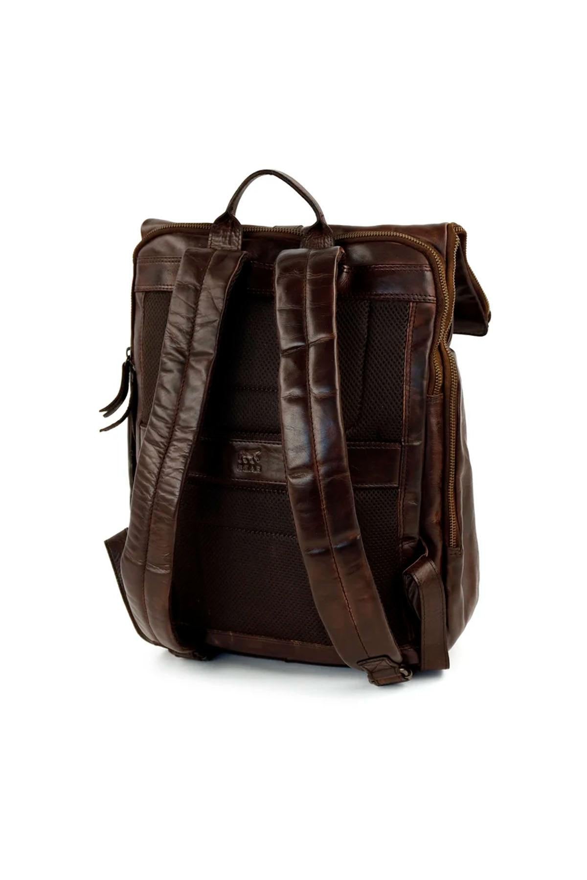 Vintage brown leather backpack - Image n°3