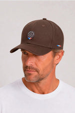 Brown cotton cap with silicone Patrouille de France patch - Image n°1