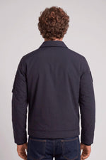 Lightweight navy blue polyester jacket with a shirt collar - Image n°2