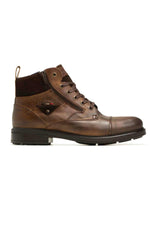 Chestnut leather ankle boots with side snap fastening - Image n°3