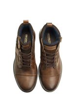 Chestnut leather ankle boots with side snap fastening - Image n°4