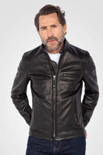 Black cowhide café racer jacket – Made in USA - Image n°6