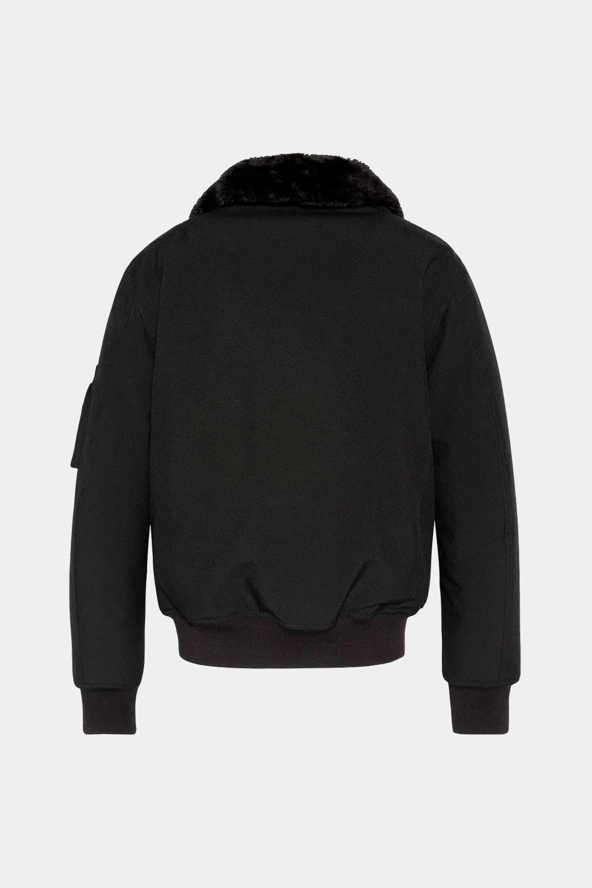 Black 100% polyester bomber jacket - Image n°2