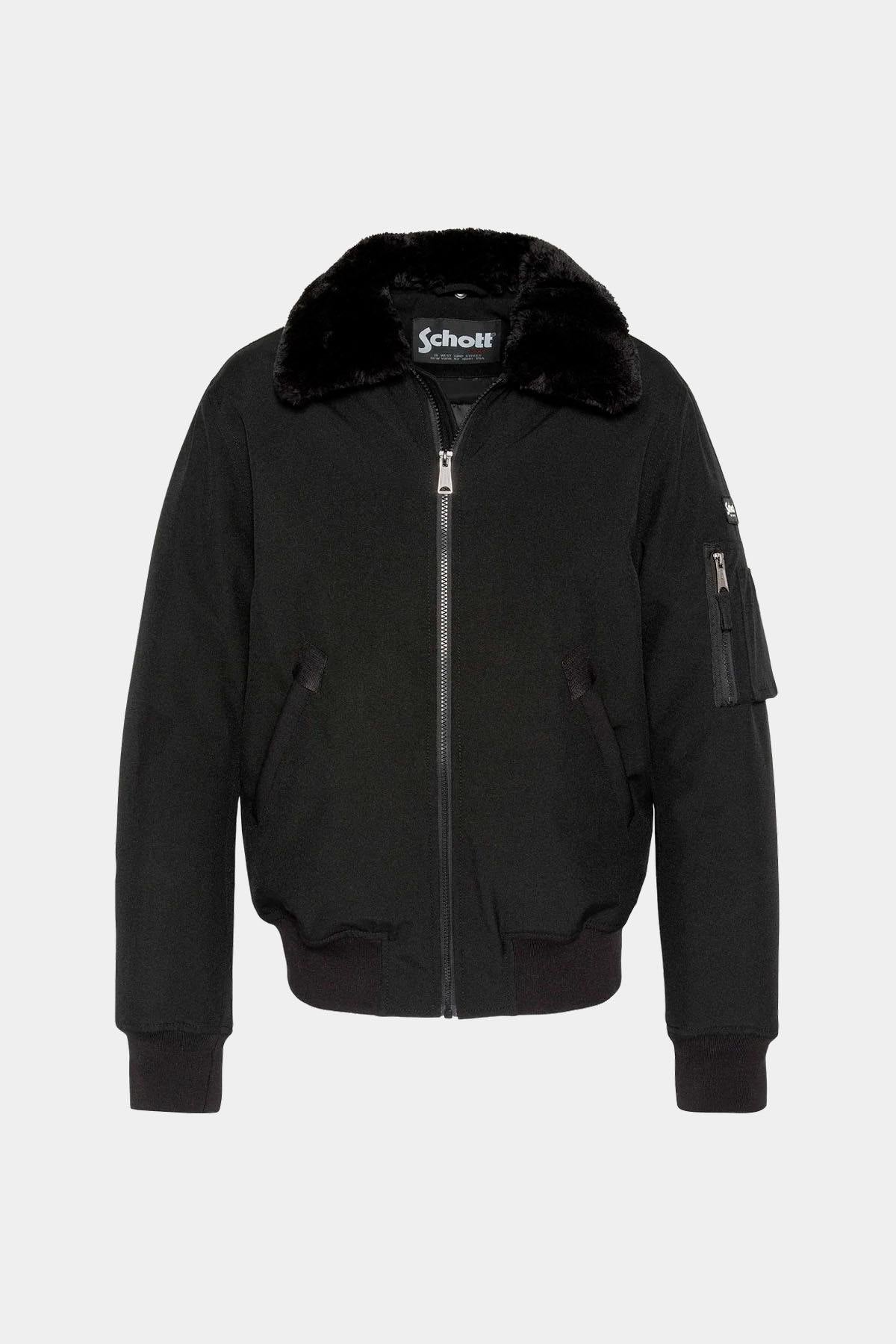 Black 100% polyester bomber jacket - Image n°1