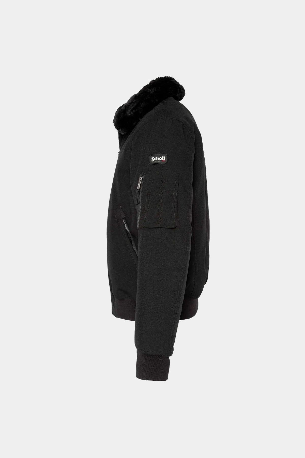 Black 100% polyester bomber jacket - Image n°3