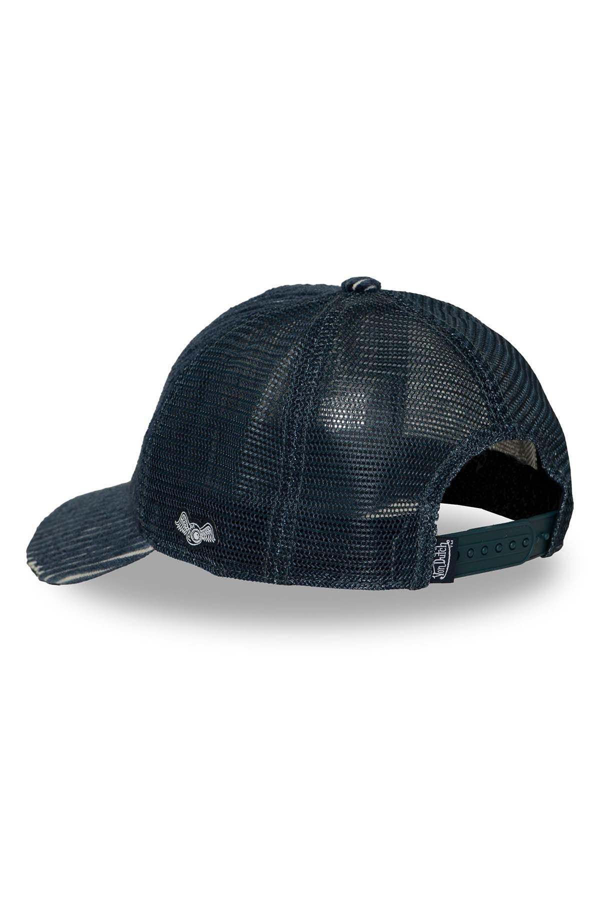 Striped navy blue corduroy baseball cap - Image n°2