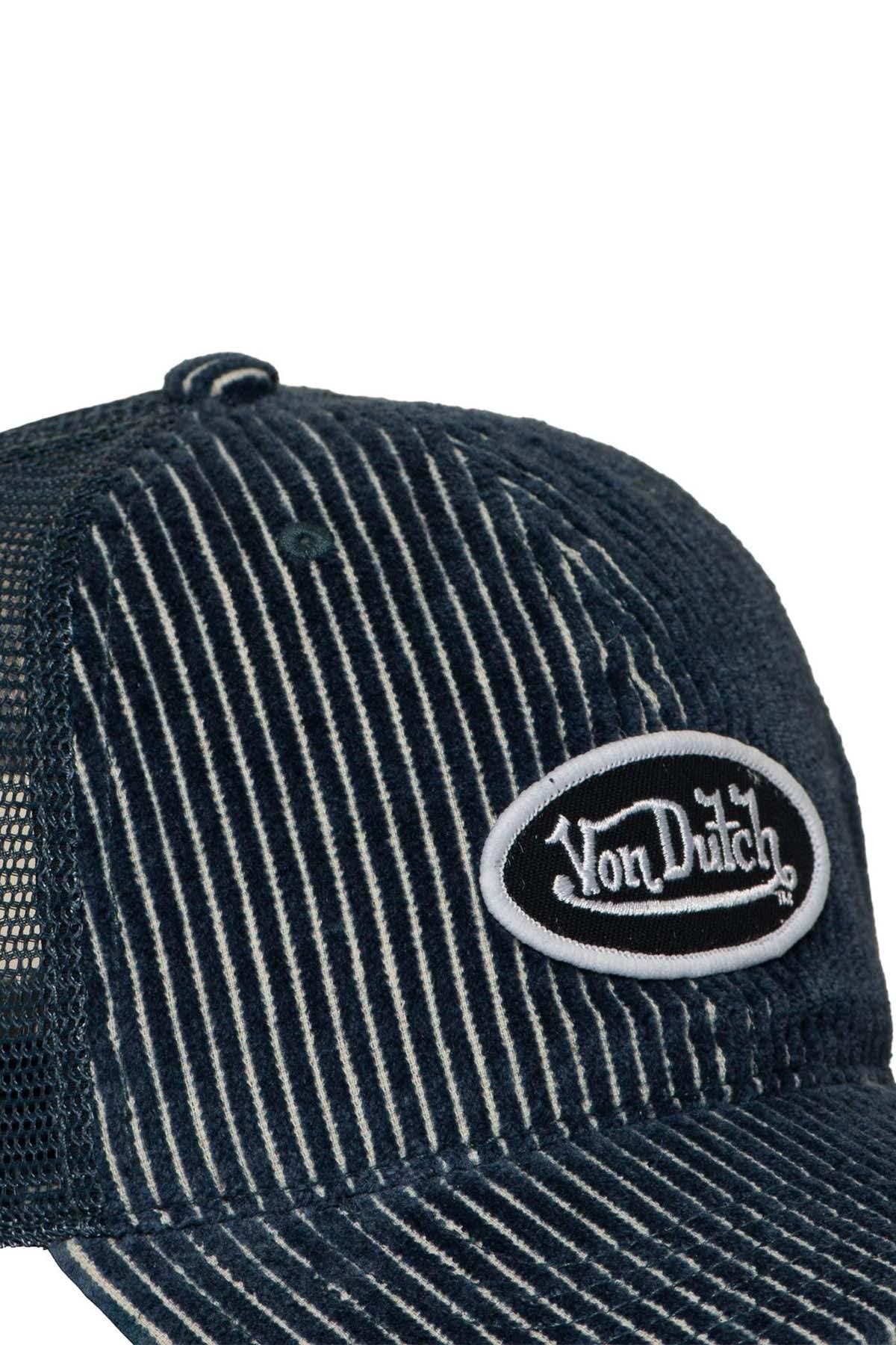 Striped navy blue corduroy baseball cap - Image n°4