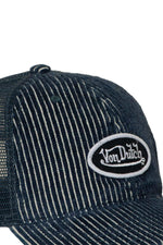 Striped navy blue corduroy baseball cap - Image n°4