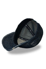 Striped navy blue corduroy baseball cap - Image n°5