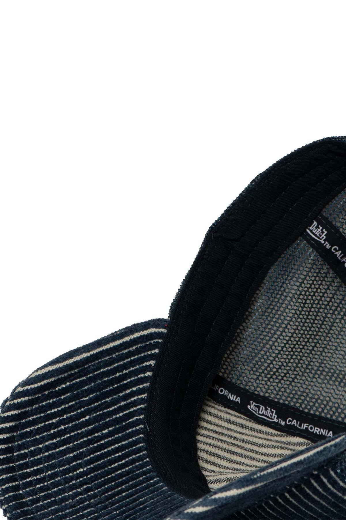 Striped navy blue corduroy baseball cap - Image n°6