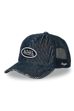 Striped navy blue corduroy baseball cap - Image n°7
