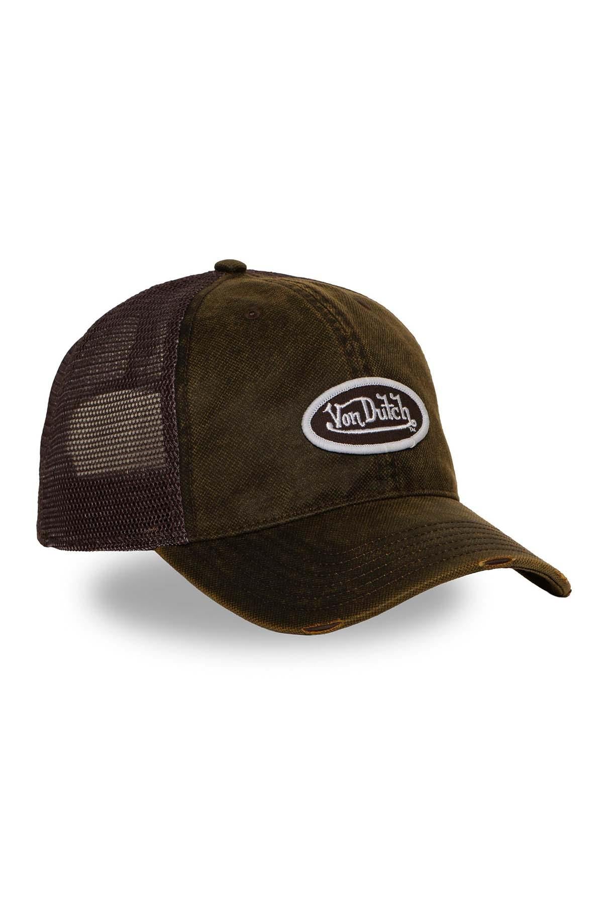 Dark khaki coated cotton baseball cap - Image n°1