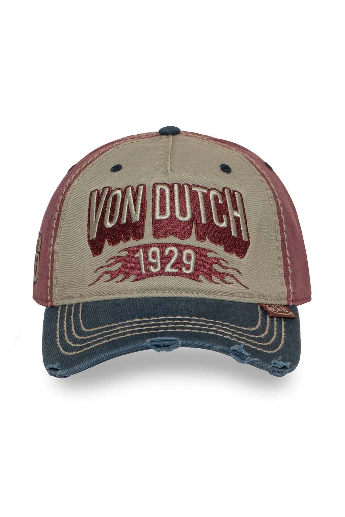 Tricolor baseball cap with embroidery and distressed visor - Image n°2