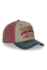 Tricolor baseball cap with embroidery and distressed visor - Image n°1