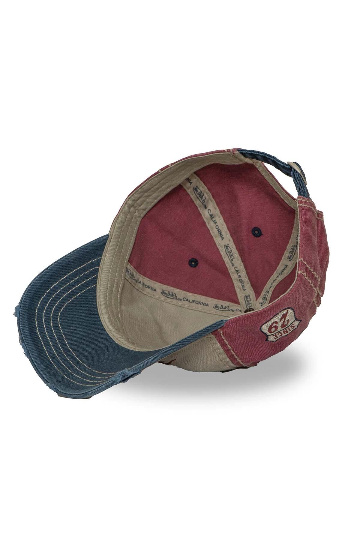 Tricolor baseball cap with embroidery and distressed visor - Image n°5