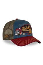 Tricolor trucker cap with multiple patches - Image n°1