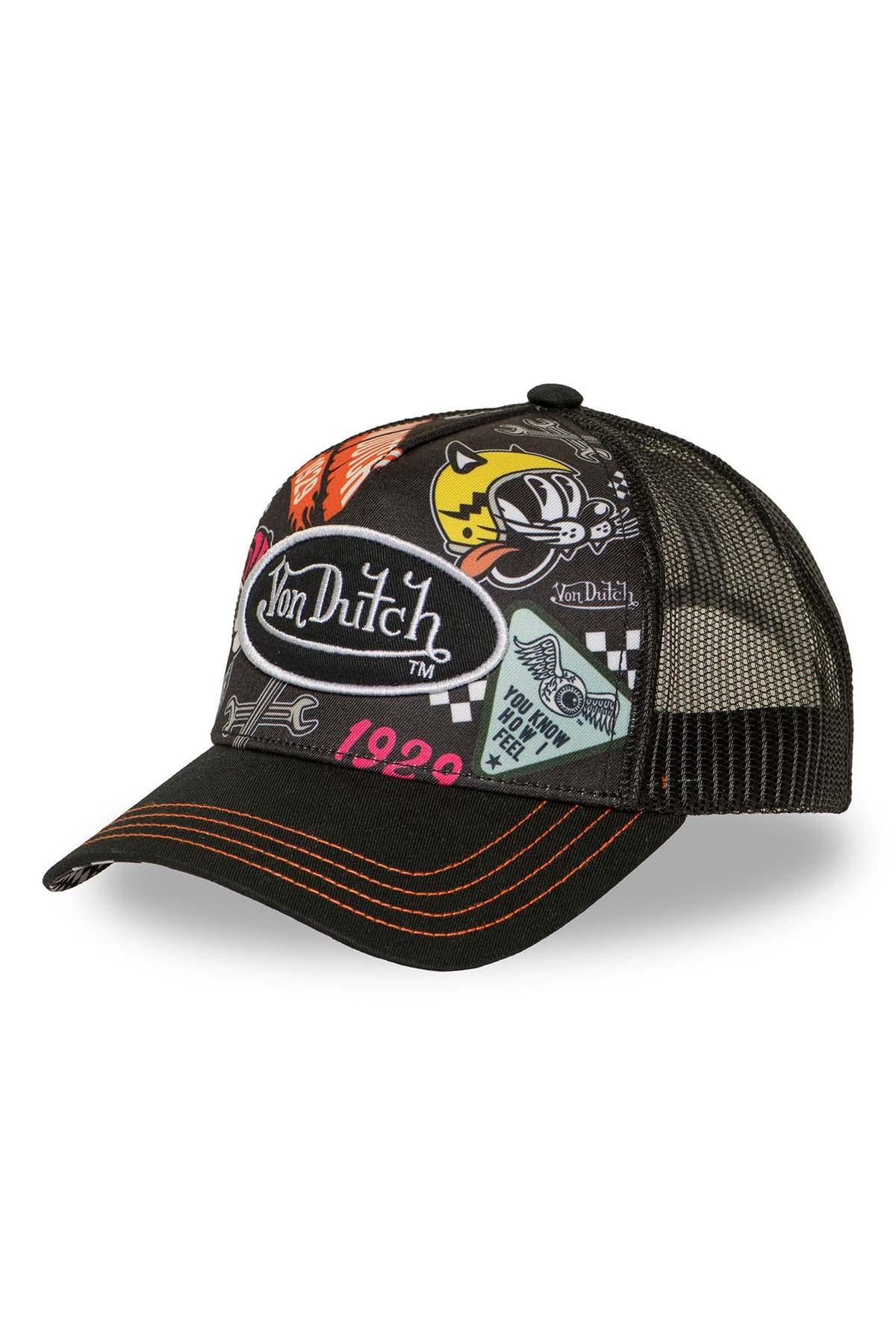 Black trucker cap with colorful prints - Image n°4