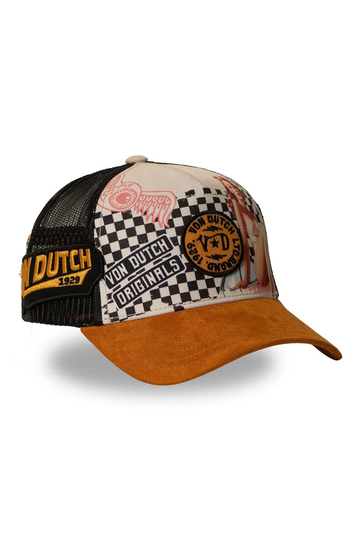 Black and mustard printed trucker cap - Image n°1